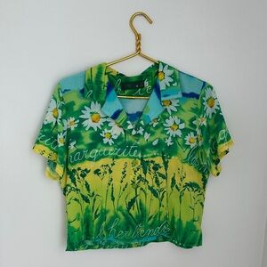 Jams World Green Yellow Floral Button-Down Shirt